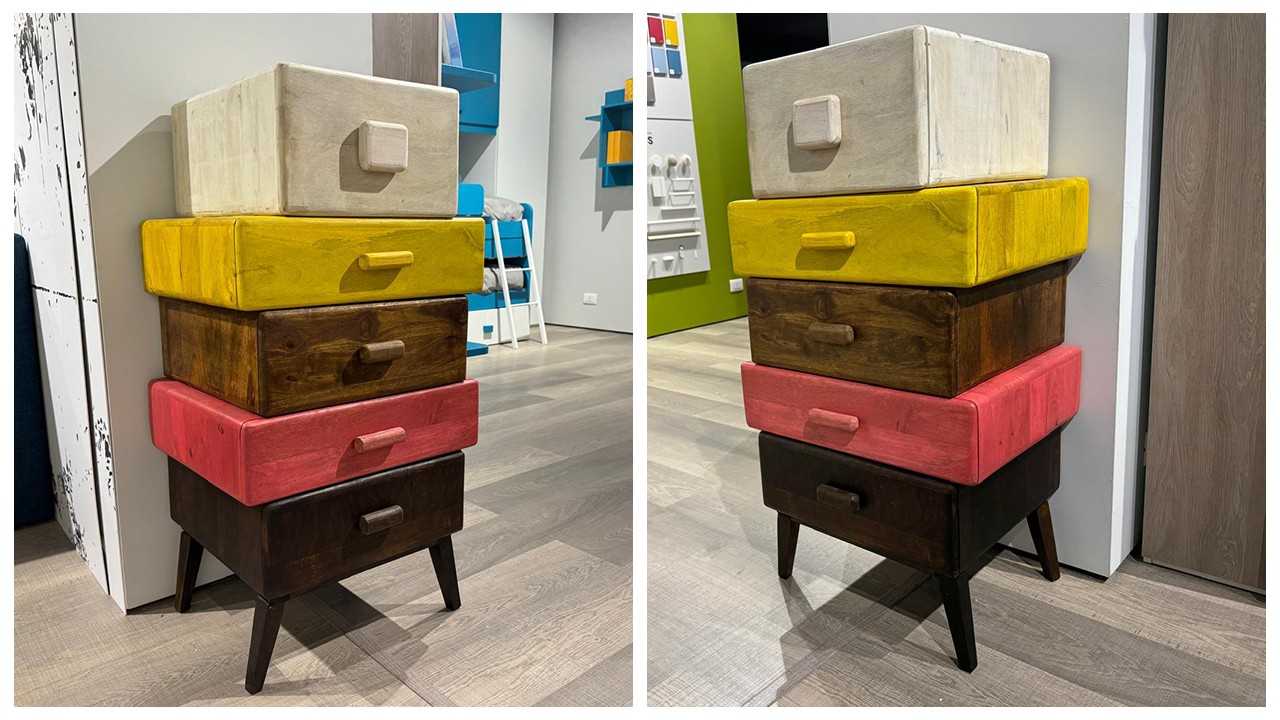 Settimino etnico multicolor in legno